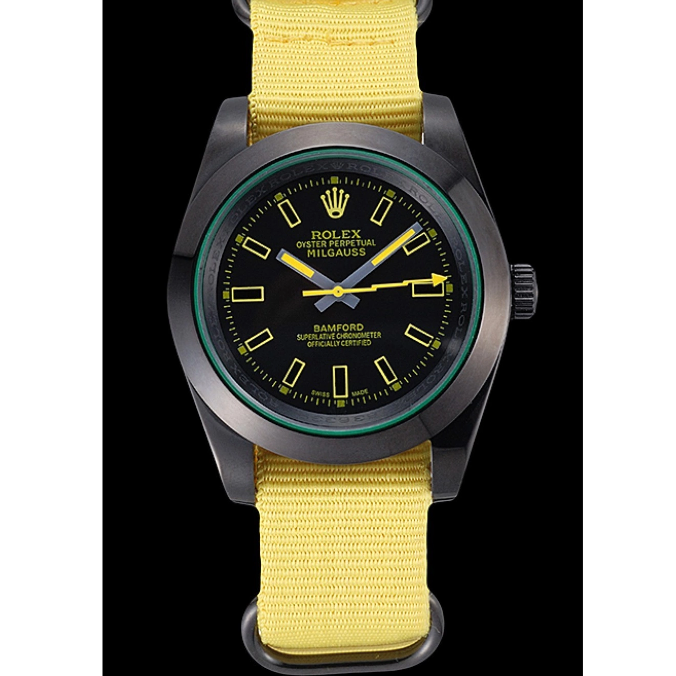 Rolex copies cheap 621999 Strap Nylon Rolex Bamford Yellow Milgauss 0530